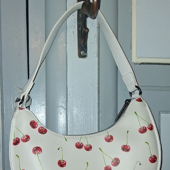 Betsey Johnson White Cherry-Print Crescent Mini Bag - Picture 3 of 8
